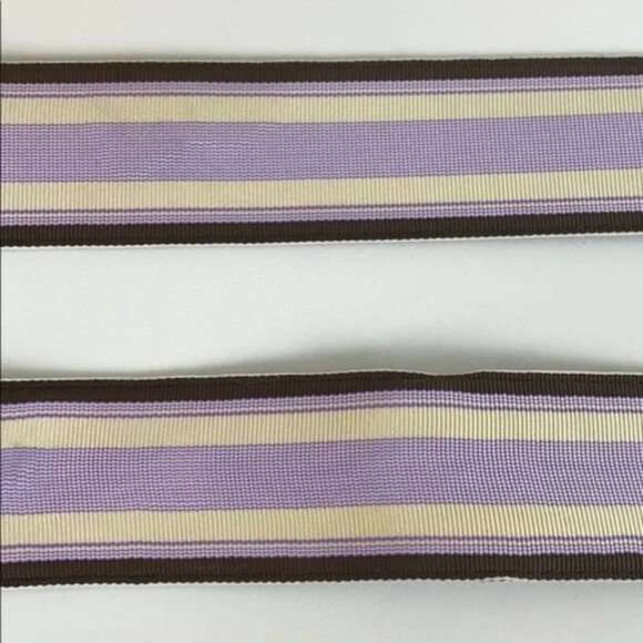 Rare J.Crew S / M Vintage Belt Bamboo Buckle Striped Lavender Brown Ivory - Picture 6 of 11